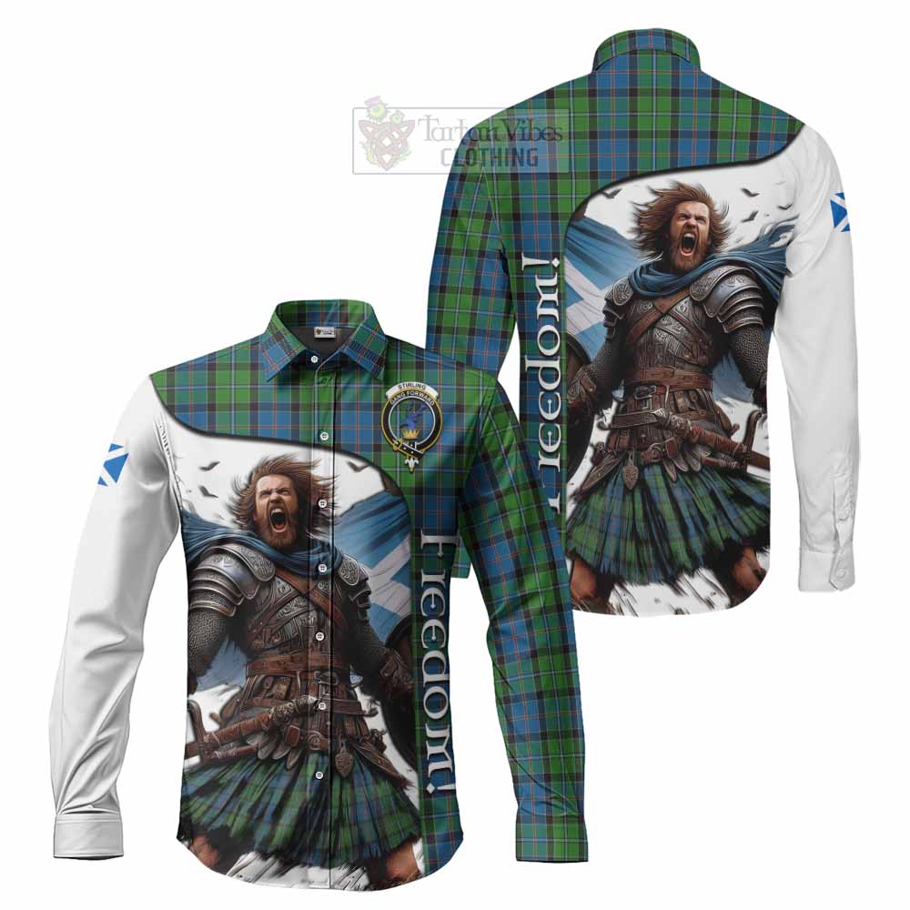 Tartan Vibes Clothing Stirling Crest Tartan Long Sleeve Button Shirt Inspired by the Freedom of Scottish Warrior