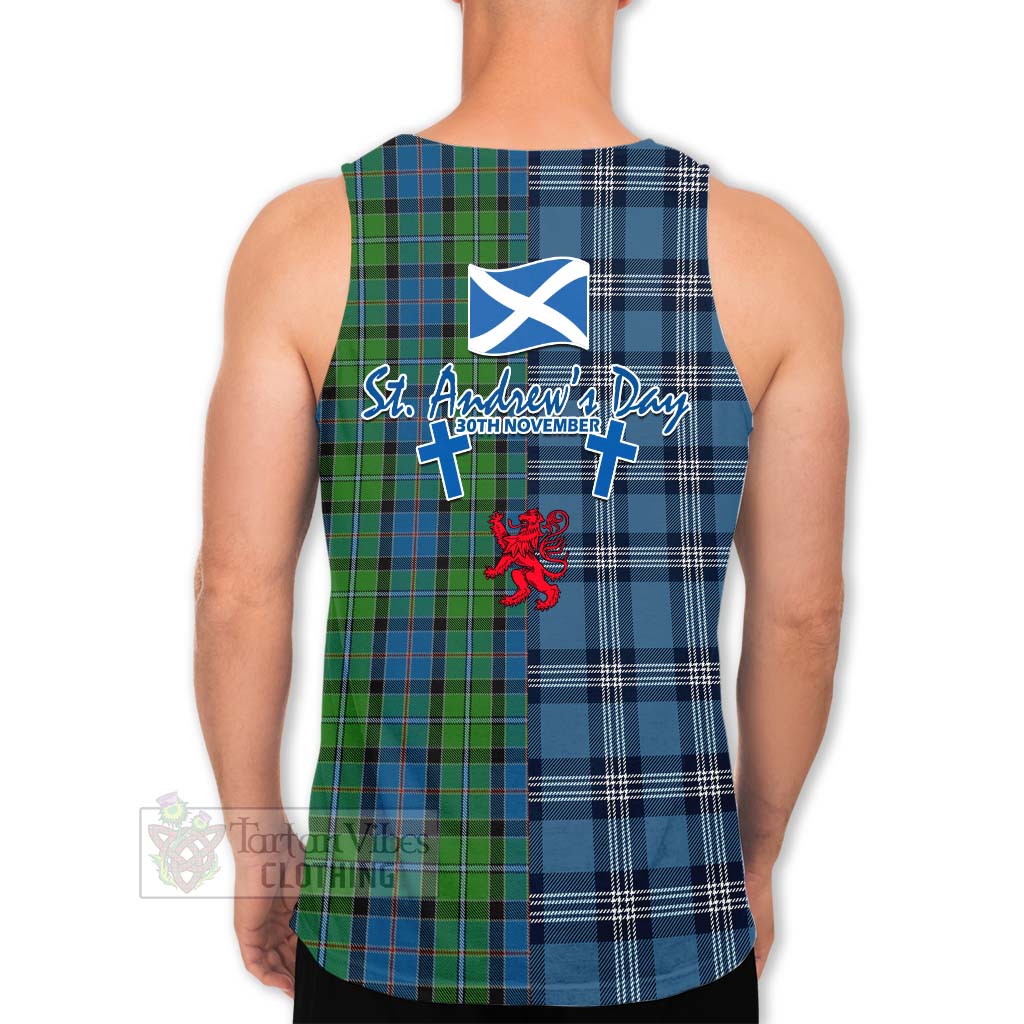 Tartan Vibes Clothing Stirling Tartan Men's Tank Top Happy St. Andrew's Day Half Tartan Style