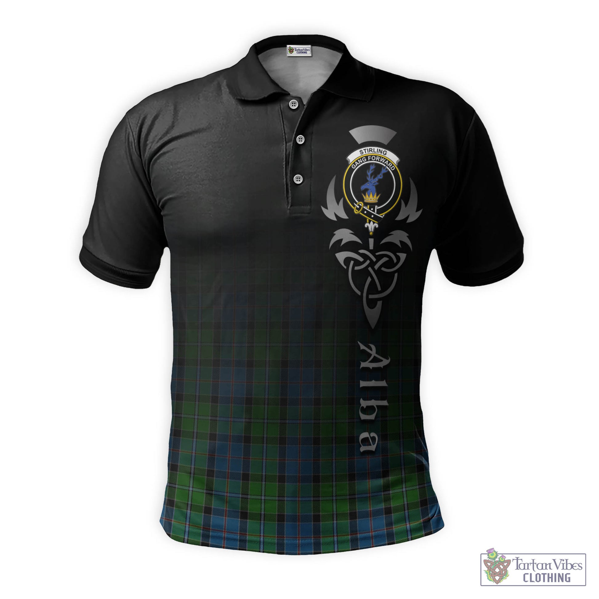 Tartan Vibes Clothing Stirling Tartan Polo Shirt Featuring Alba Gu Brath Family Crest Celtic Inspired