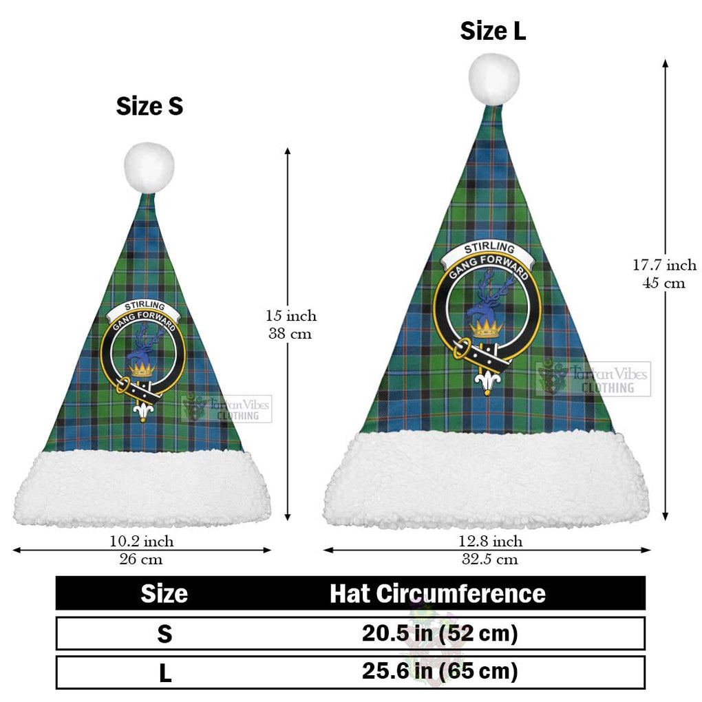 Stirling Tartan Christmas Santa Hats with Family Crest Christmas Hat L 25.6in (65cm) - Tartan Vibes Clothing