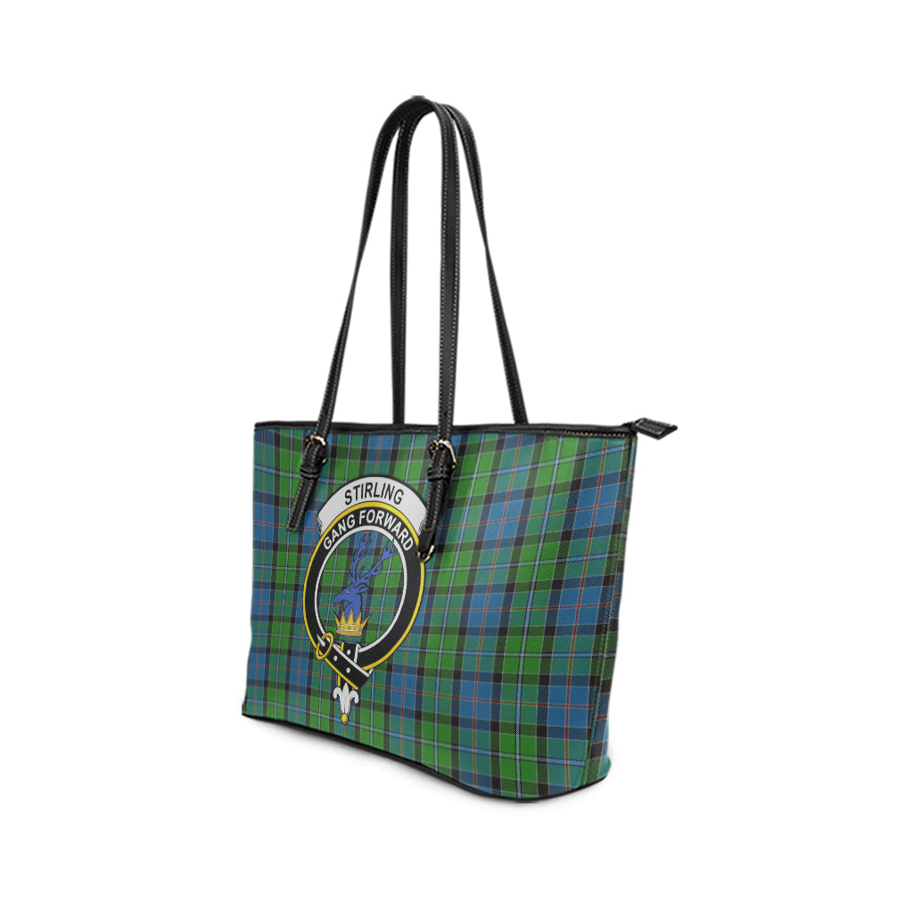 Stirling Tartan Leather Tote Bag with Family Crest - Tartan Vibes Clothing