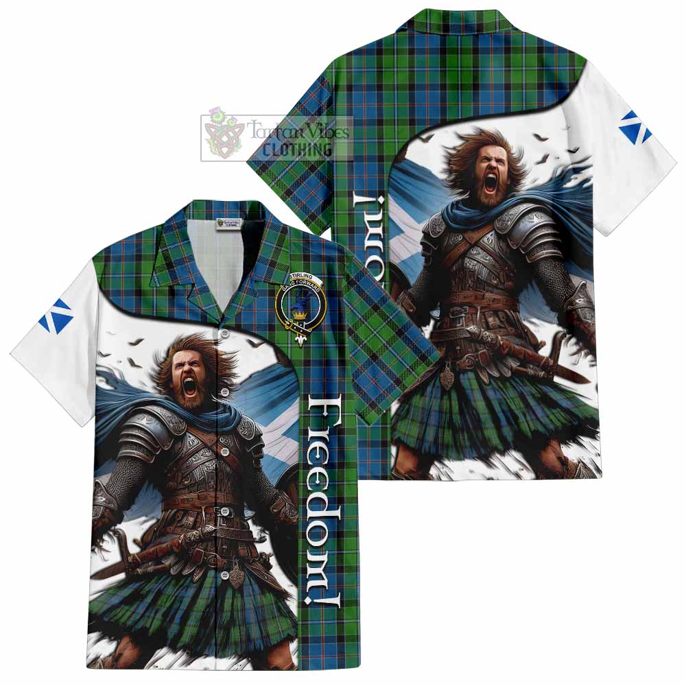 Tartan Vibes Clothing Stirling Crest Tartan Short Sleeve Button Shirt Inspired by the Freedom of Scottish Warrior