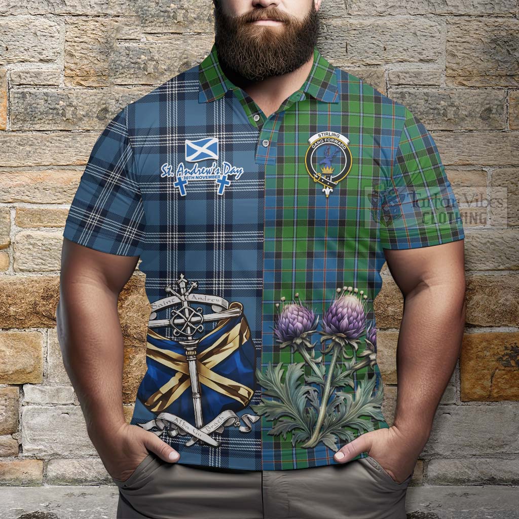 Tartan Vibes Clothing Stirling Tartan Polo Shirt Happy St. Andrew's Day Half Tartan Style