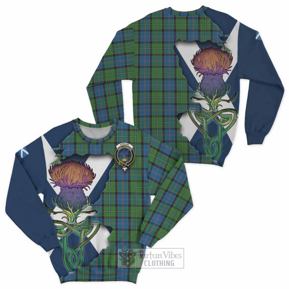 Stirling Tartan Family Crest Sweatshirt Scottish Thistle Celtic Inspired - Tartan Vibes Clothing