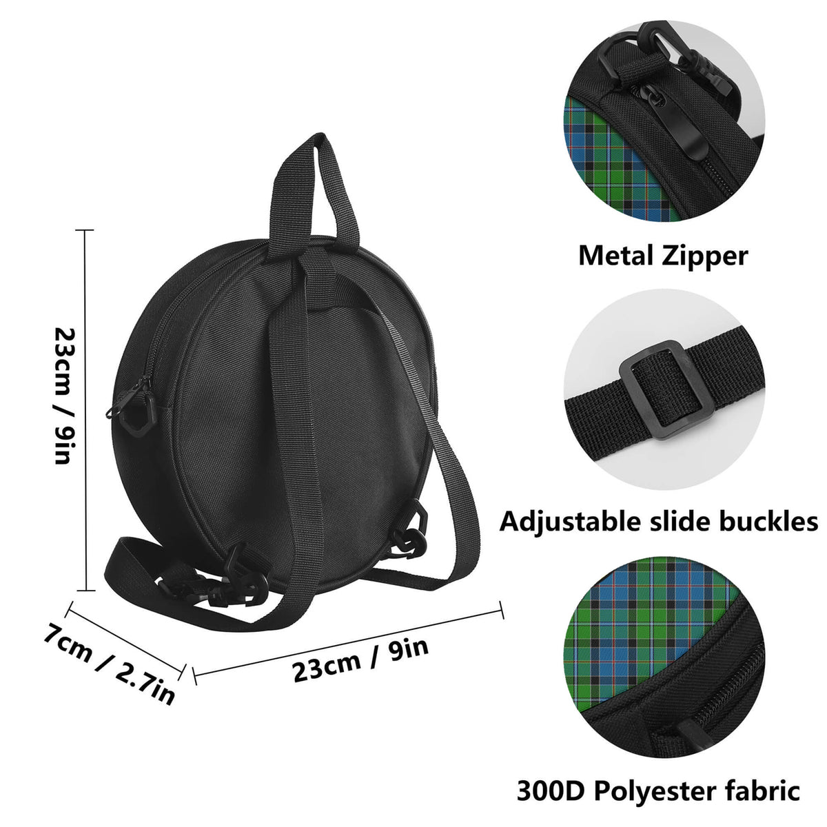 Stirling Tartan Round Satchel Bags with Family Crest - Tartan Vibes Clothing
