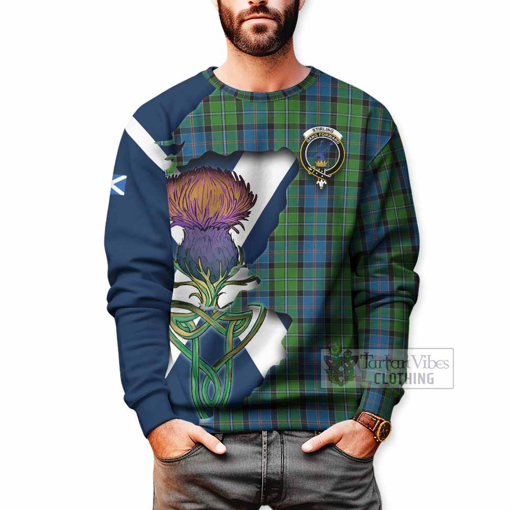 Stirling Tartan Family Crest Sweatshirt Scottish Thistle Celtic Inspired - Tartan Vibes Clothing