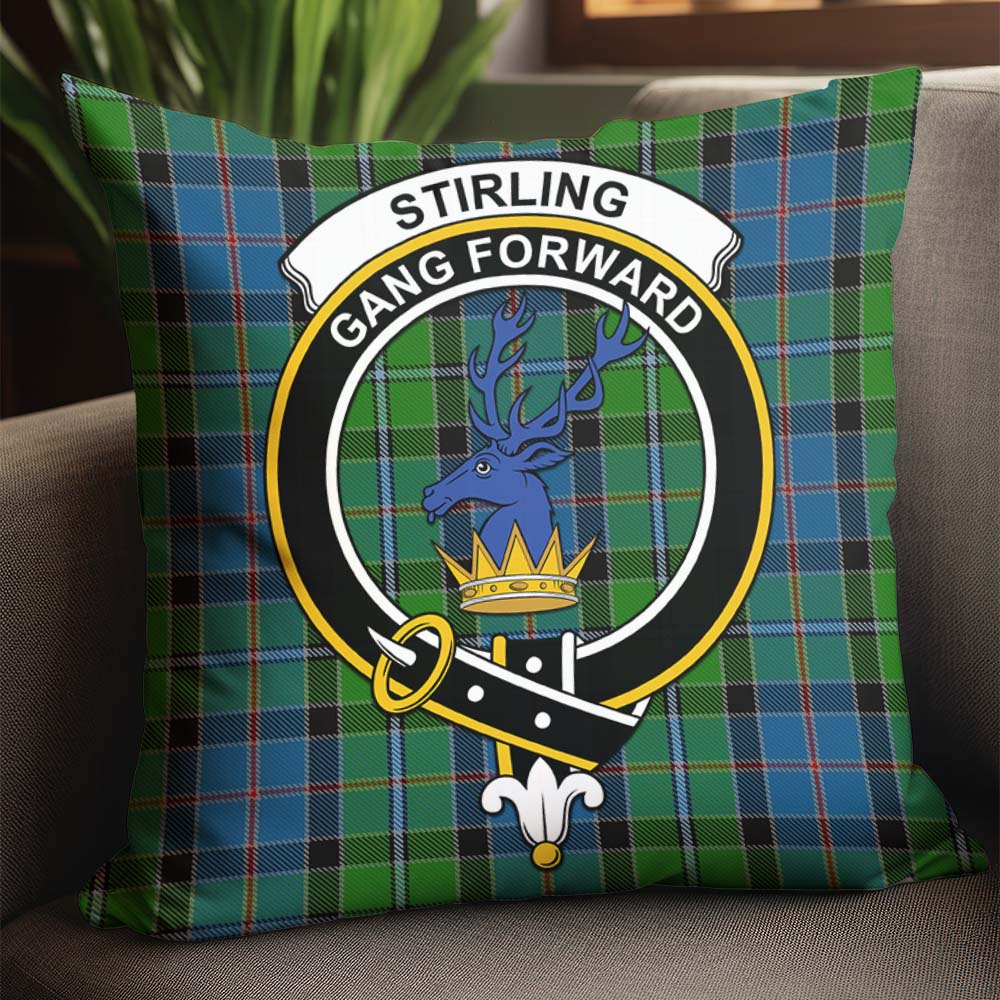 Stirling Tartan Pillow Cover with Family Crest - Tartanvibesclothing