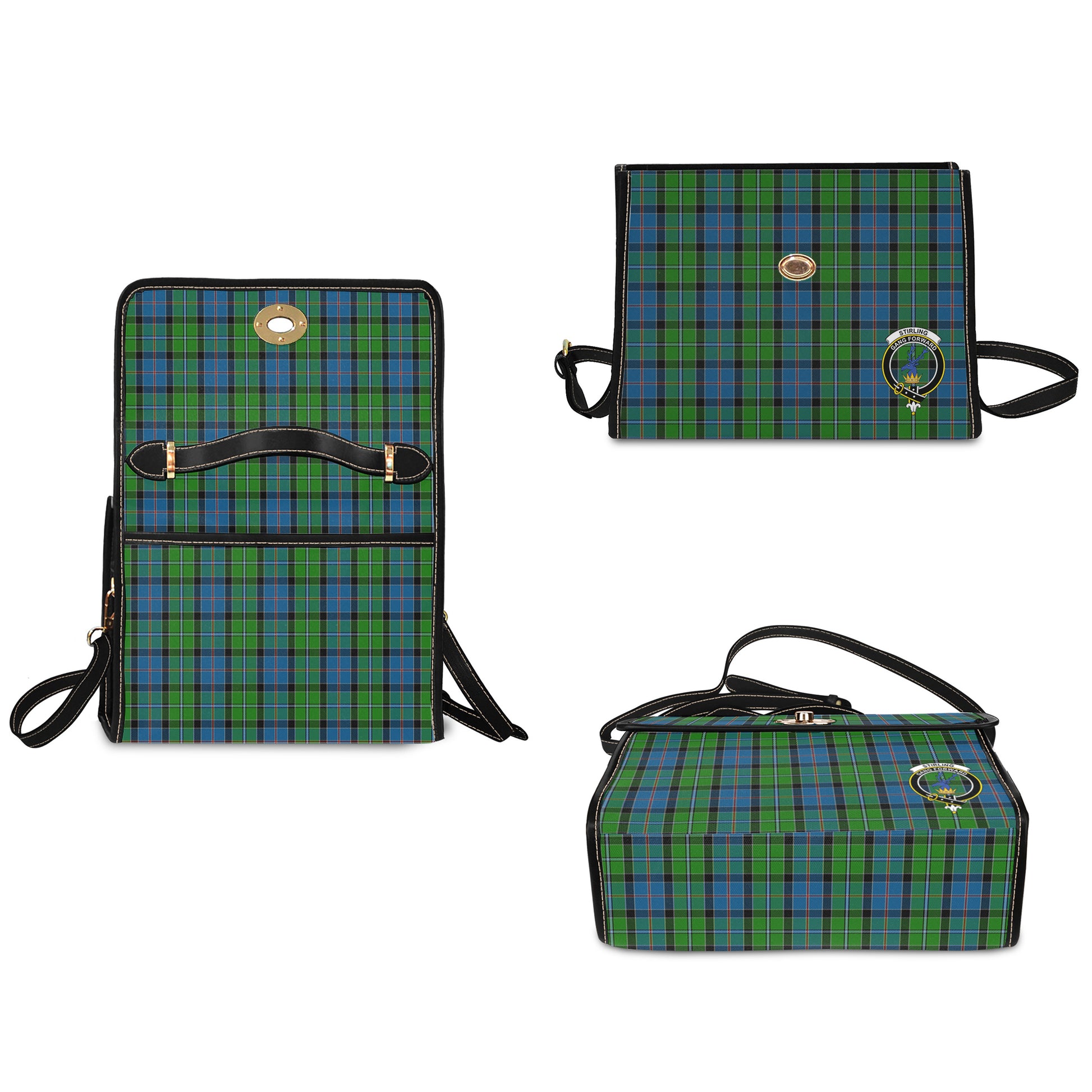 stirling-tartan-leather-strap-waterproof-canvas-bag-with-family-crest