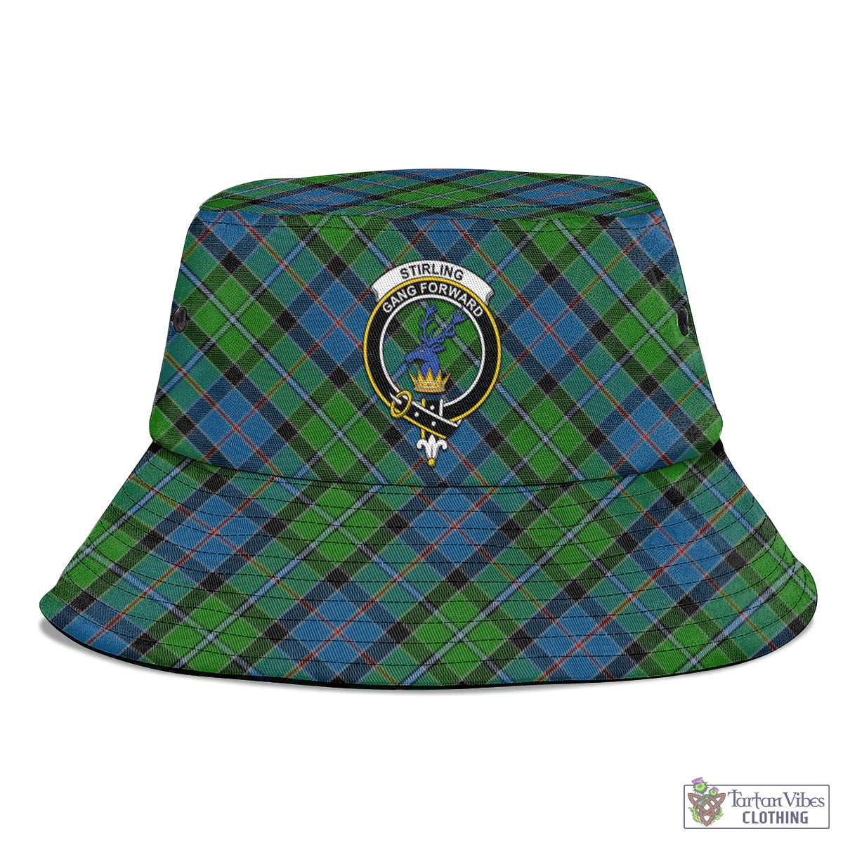 Tartan Vibes Clothing Stirling Tartan Bucket Hat with Family Crest