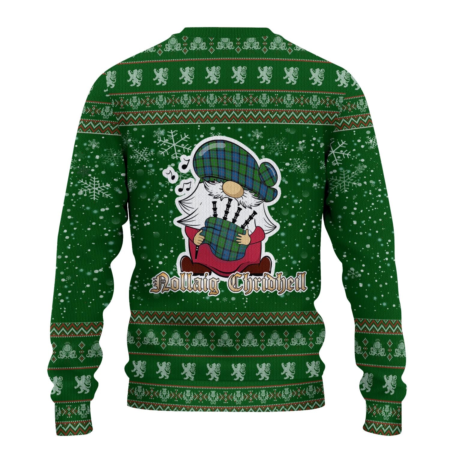 Stirling Clan Christmas Family Knitted Sweater with Funny Gnome Playing Bagpipes - Tartanvibesclothing