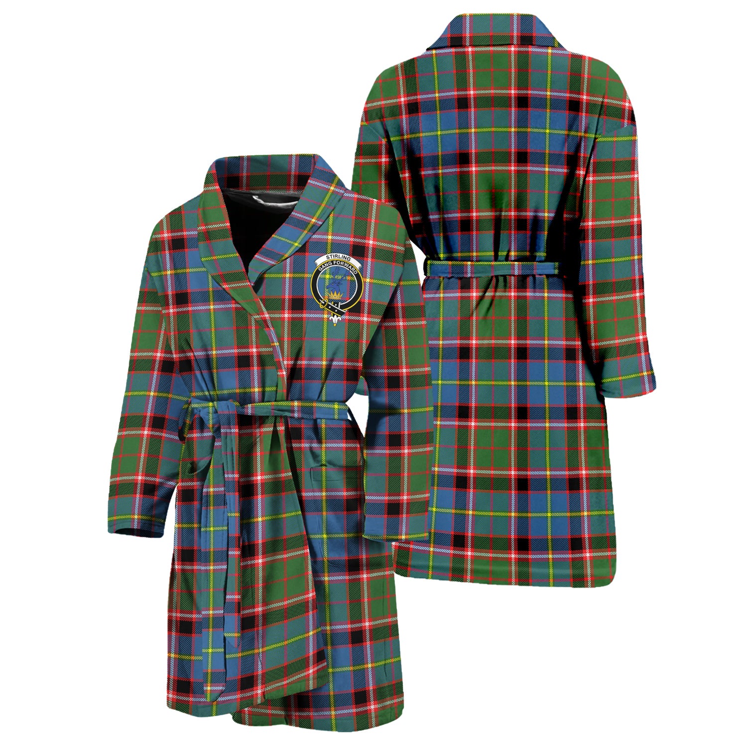 Stirling Bannockburn Tartan Bathrobe with Family Crest Unisex S - Tartan Vibes Clothing