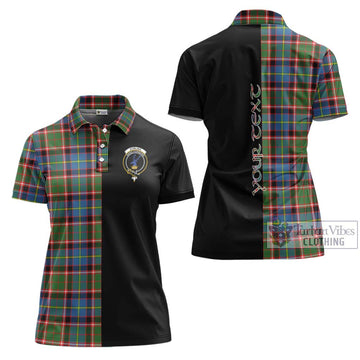 Stirling Bannockburn Tartan Women's Polo Shirt with Family Crest and Half Of Me Style