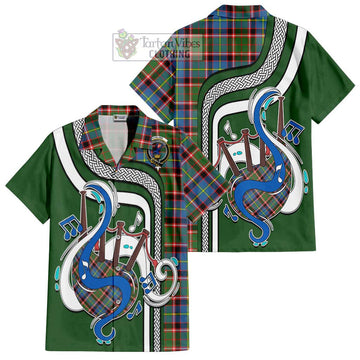 Stirling Bannockburn Tartan Short Sleeve Button Shirt with Epic Bagpipe Style