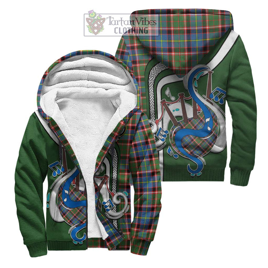 Stirling Bannockburn Tartan Sherpa Hoodie with Epic Bagpipe Style Unisex S - Tartanvibesclothing Shop