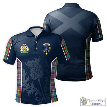 Stirling Bannockburn Tartan Men's Polo Shirt with Family Crest and Scottish Thistle Vibes Sport Style