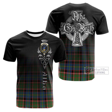 Stirling Bannockburn Tartan Cotton T-shirt Featuring Alba Gu Brath Family Crest Celtic Inspired