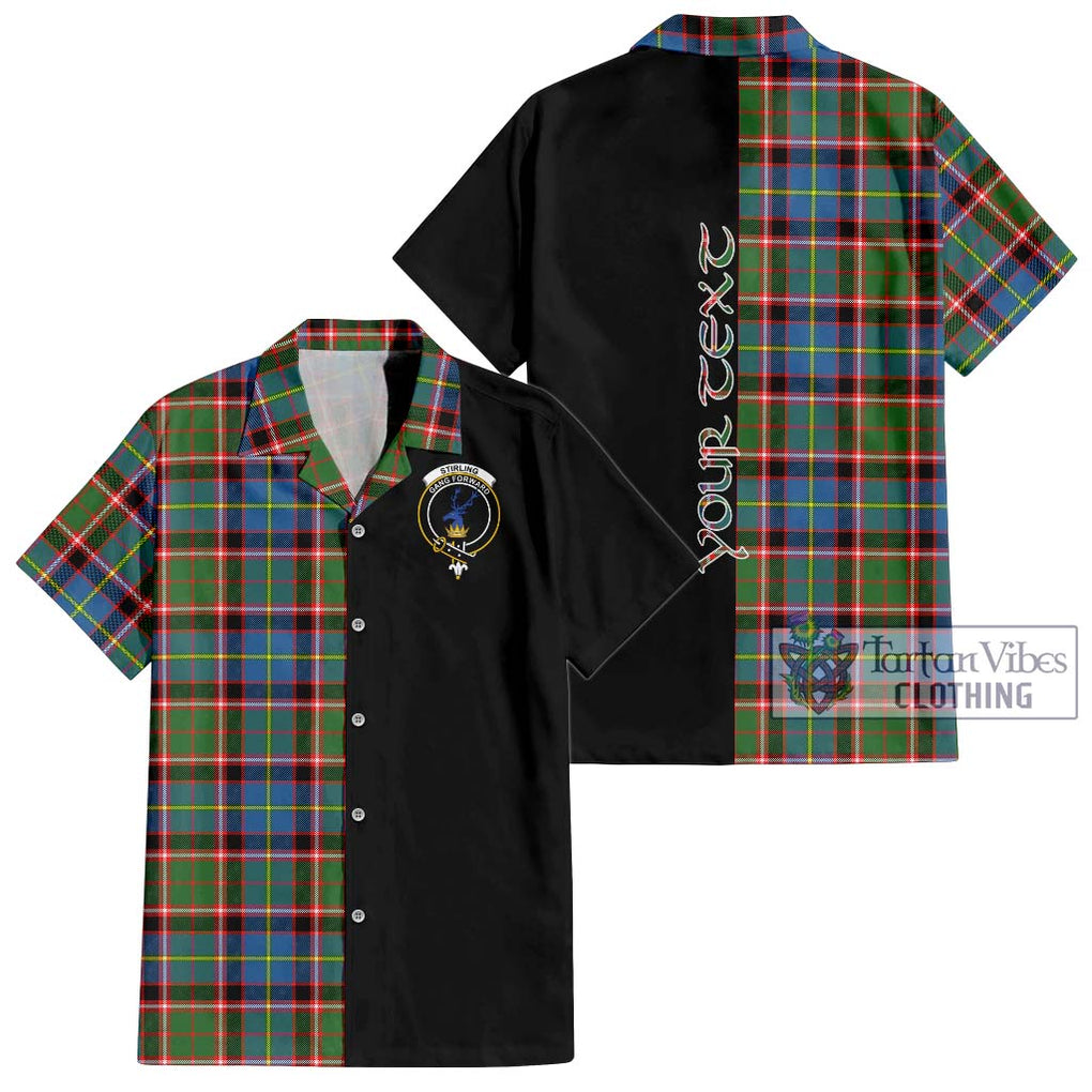 Stirling Bannockburn Tartan Short Sleeve Button Shirt with Family Crest and Half Of Me Style Kid - Tartanvibesclothing Shop