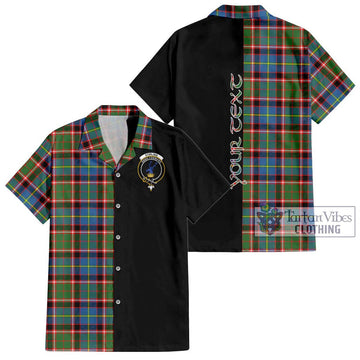 Stirling Bannockburn Tartan Short Sleeve Button Shirt with Family Crest and Half Of Me Style