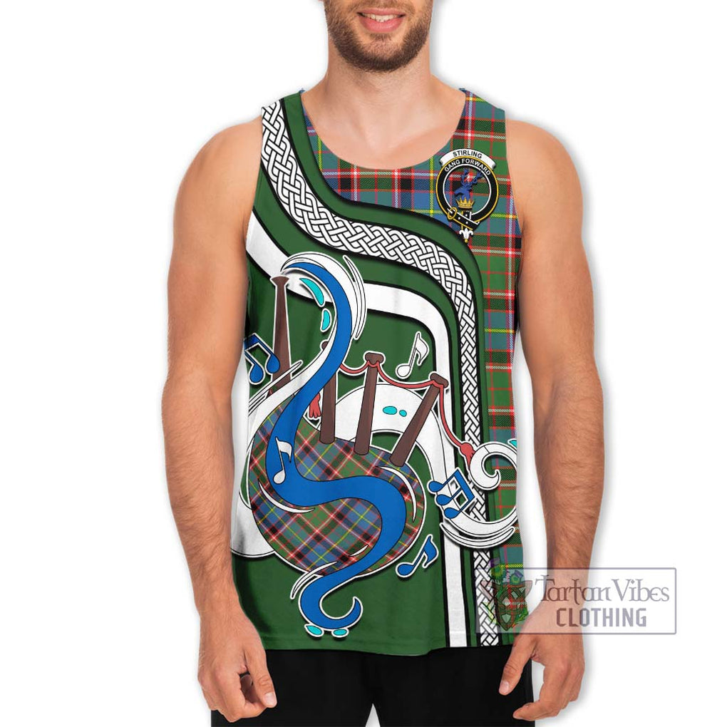 Stirling Bannockburn Tartan Men's Tank Top with Epic Bagpipe Style Men - Tartanvibesclothing Shop