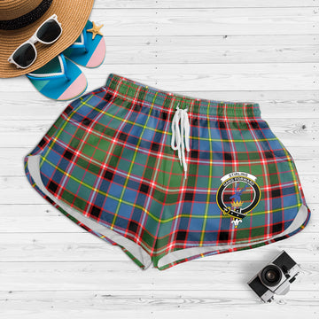 Stirling Bannockburn Tartan Womens Shorts with Family Crest