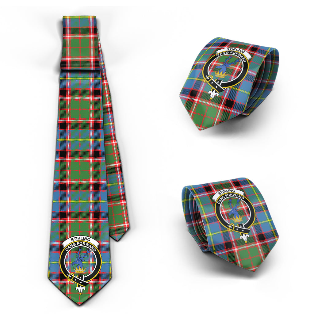 Stirling Bannockburn Tartan Classic Necktie with Family Crest Necktie One Size - Tartan Vibes Clothing