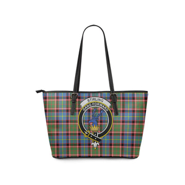 Stirling Bannockburn Tartan Leather Tote Bag with Family Crest