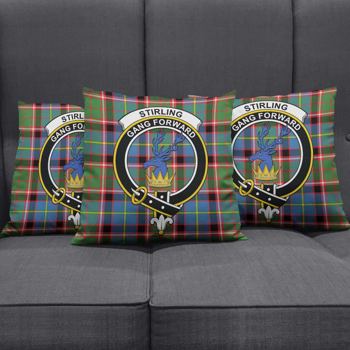 Stirling Bannockburn Tartan Pillow Cover with Family Crest Square Pillow Cover - Tartanvibesclothing