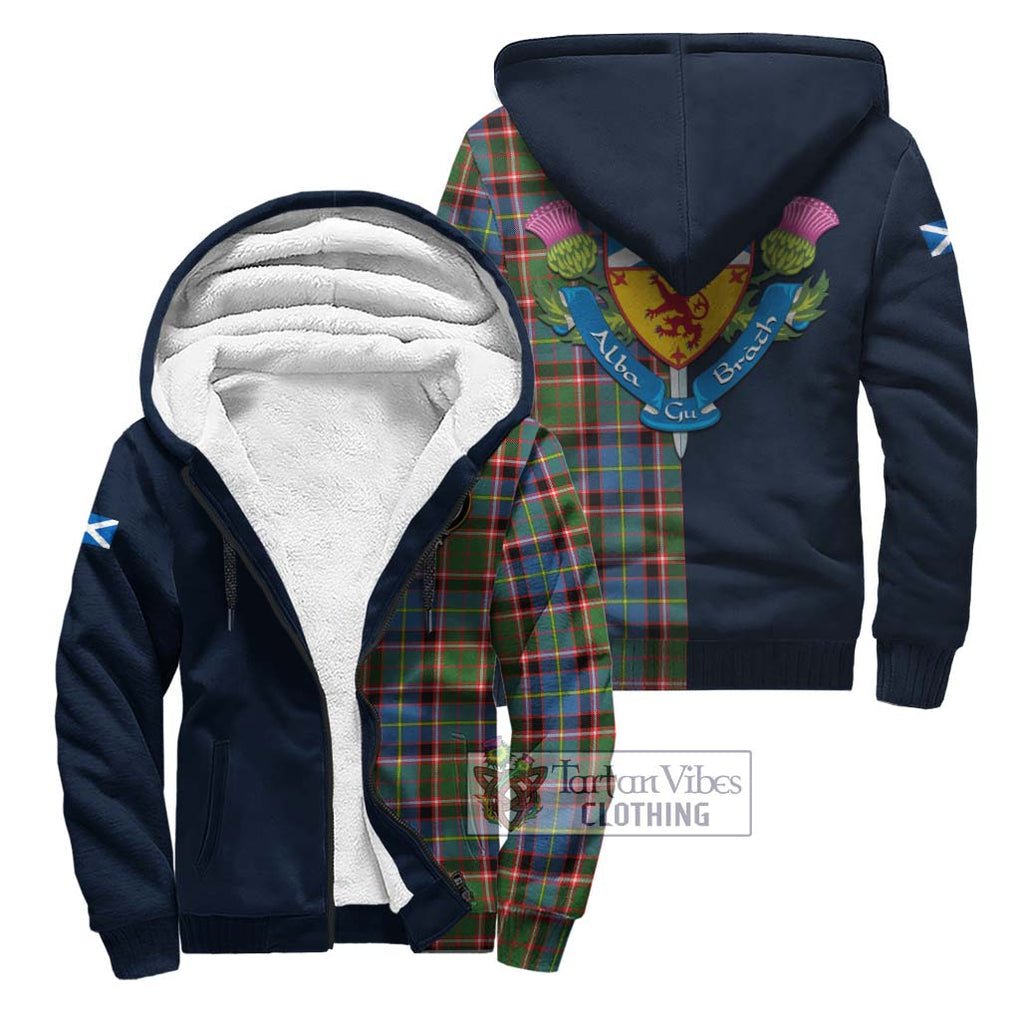 Tartan Vibes Clothing Stirling Bannockburn Tartan Sherpa Hoodie with Scottish Lion Royal Arm Half Style