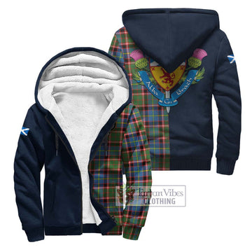 Stirling Bannockburn Tartan Sherpa Hoodie Alba with Scottish Lion Royal Arm Half Style