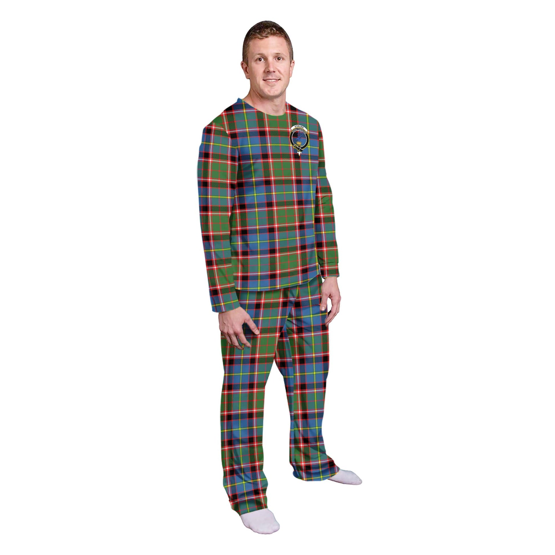 Stirling Bannockburn Tartan Pajamas Family Set with Family Crest - Tartanvibesclothing