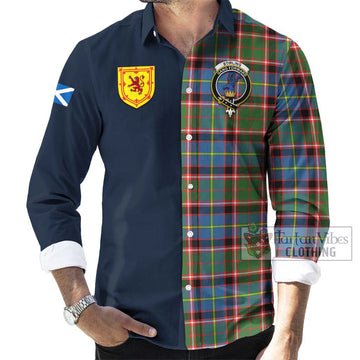 Stirling Bannockburn Tartan Long Sleeve Button Shirt Alba with Scottish Lion Royal Arm Half Style