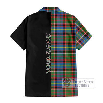 Stirling Bannockburn Tartan Short Sleeve Button Shirt with Family Crest and Half Of Me Style