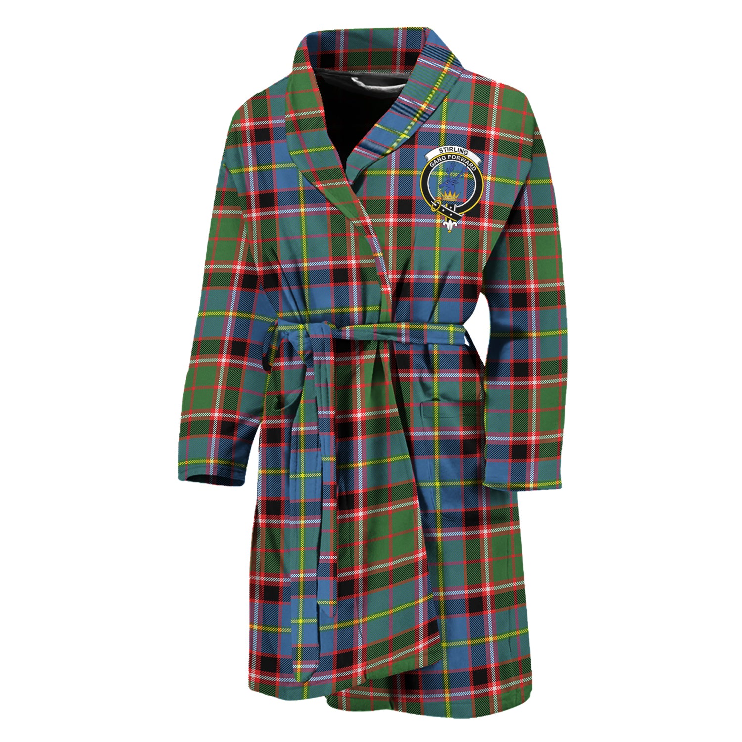 Stirling Bannockburn Tartan Bathrobe with Family Crest Unisex M - Tartan Vibes Clothing