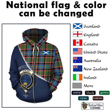 Stirling Bannockburn Tartan Hoodie with Personalised National Flag and Family Crest Half Style