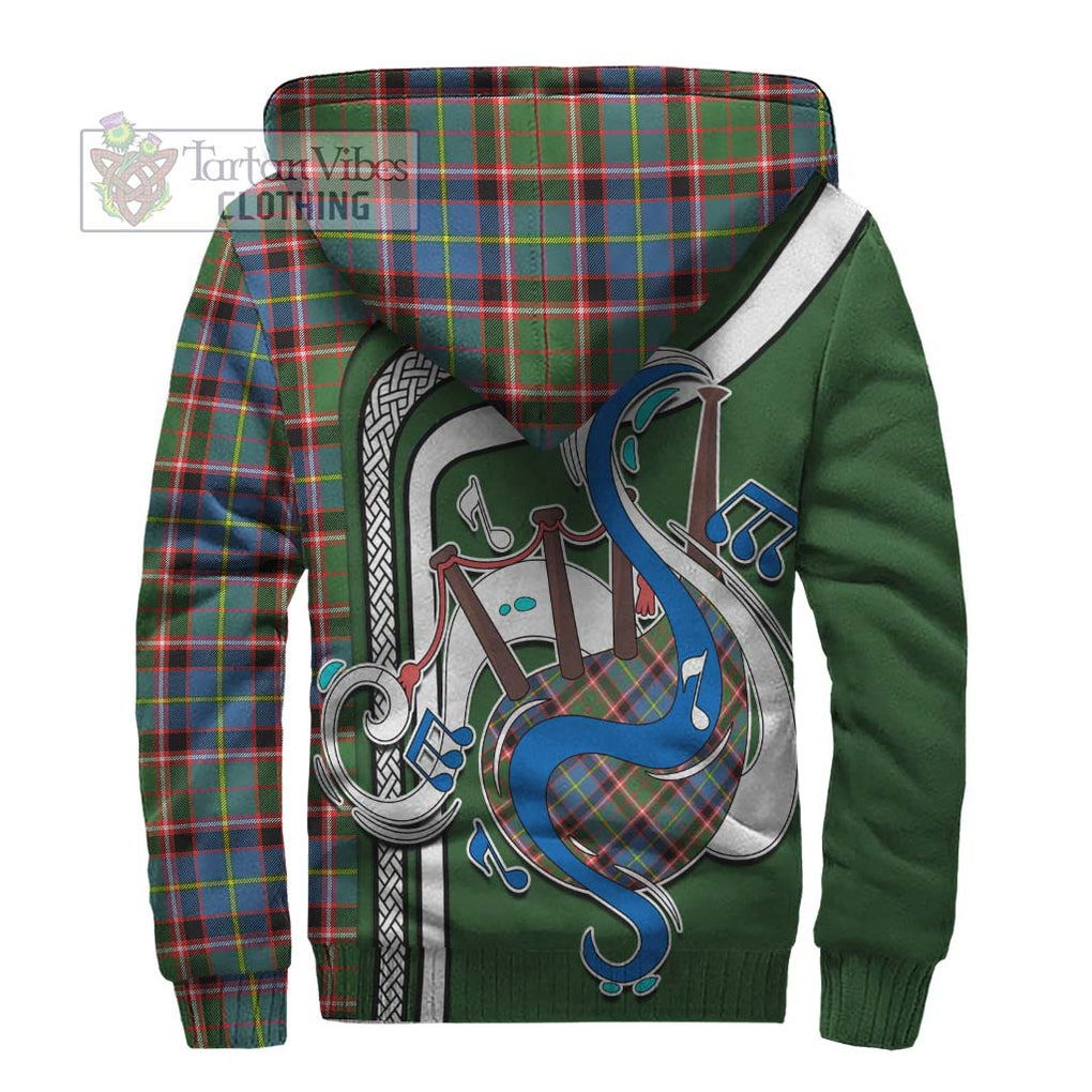 Stirling Bannockburn Tartan Sherpa Hoodie with Epic Bagpipe Style - Tartanvibesclothing Shop