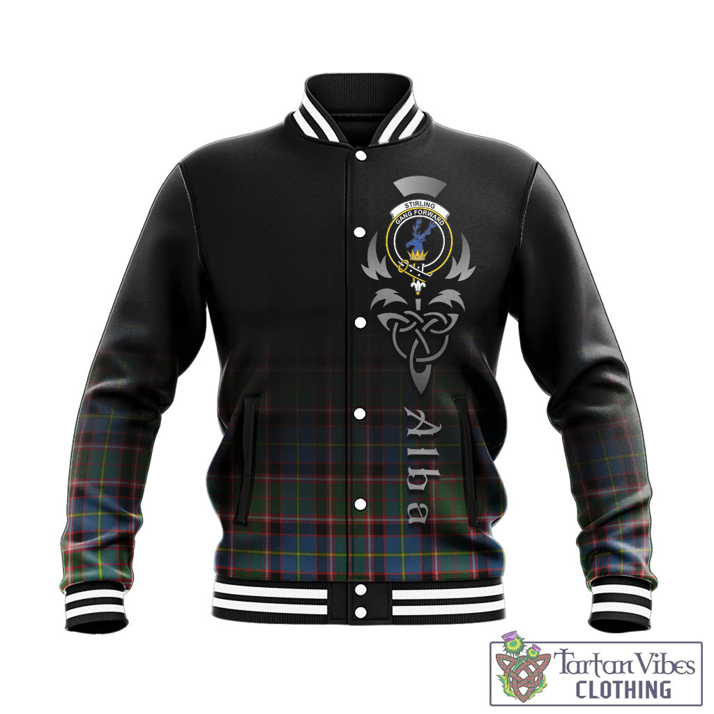 Tartan Vibes Clothing Stirling Bannockburn Tartan Baseball Jacket Featuring Alba Gu Brath Family Crest Celtic Inspired