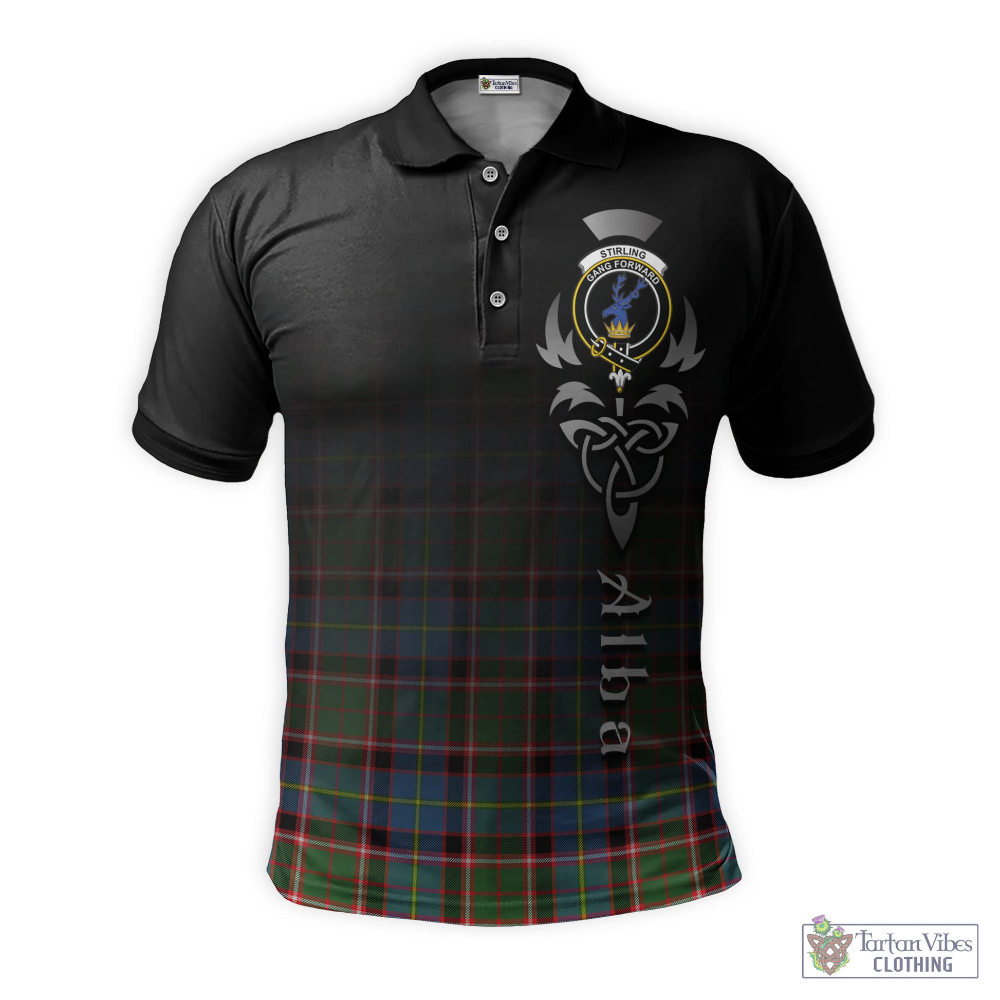 Tartan Vibes Clothing Stirling Bannockburn Tartan Polo Shirt Featuring Alba Gu Brath Family Crest Celtic Inspired