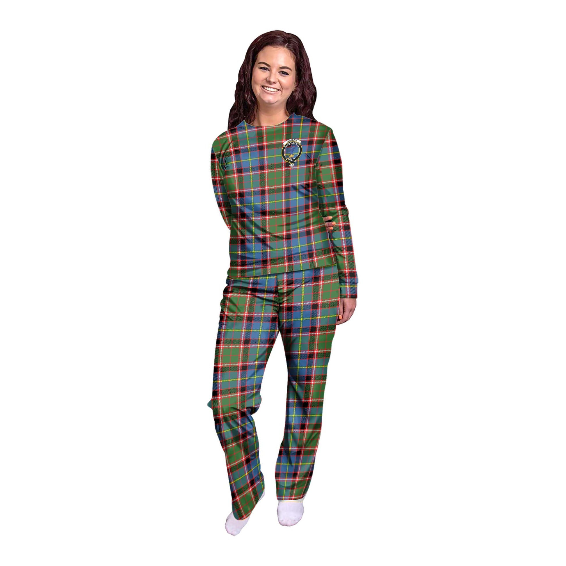 Stirling Bannockburn Tartan Pajamas Family Set with Family Crest - Tartanvibesclothing