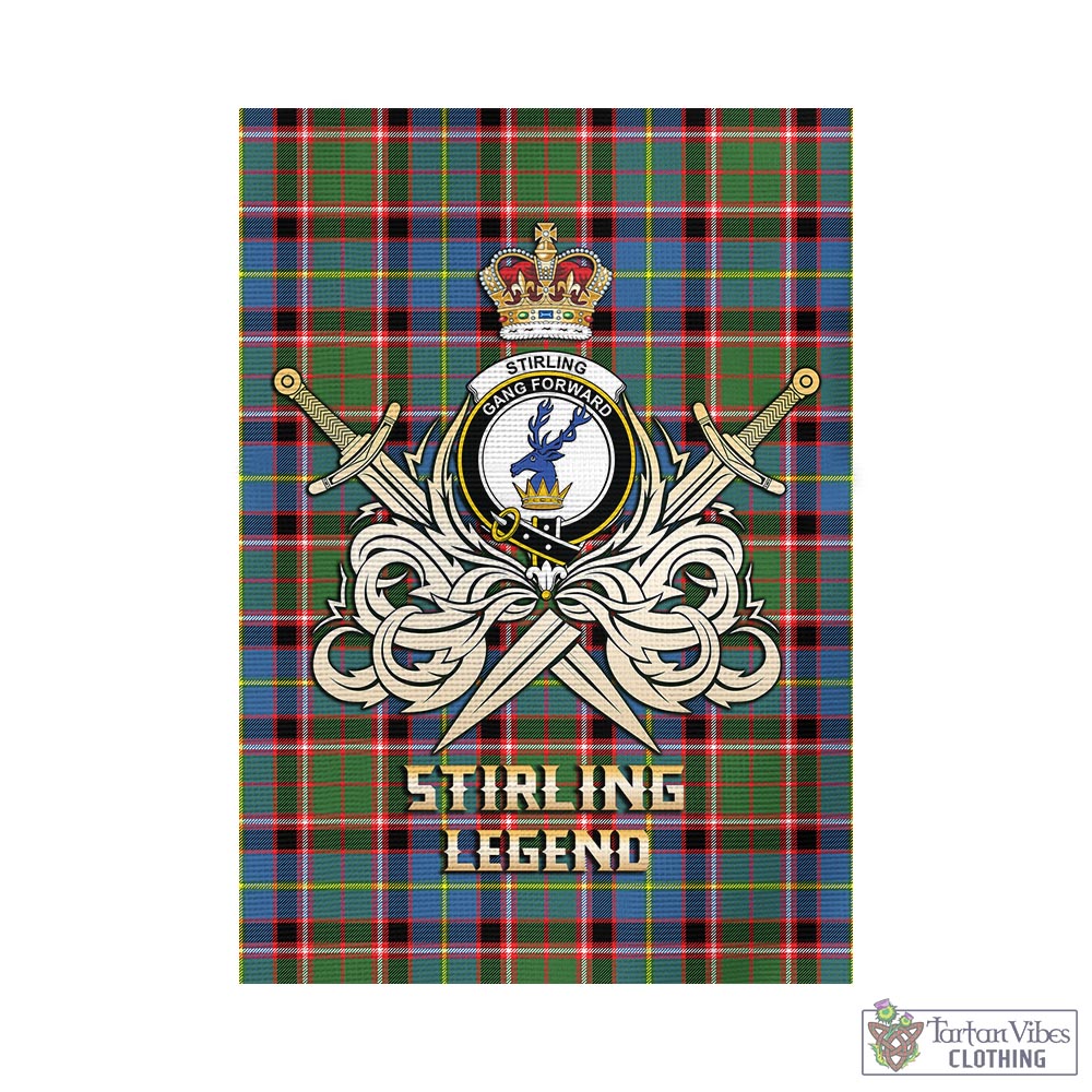 Tartan Vibes Clothing Stirling Bannockburn Tartan Flag with Clan Crest and the Golden Sword of Courageous Legacy