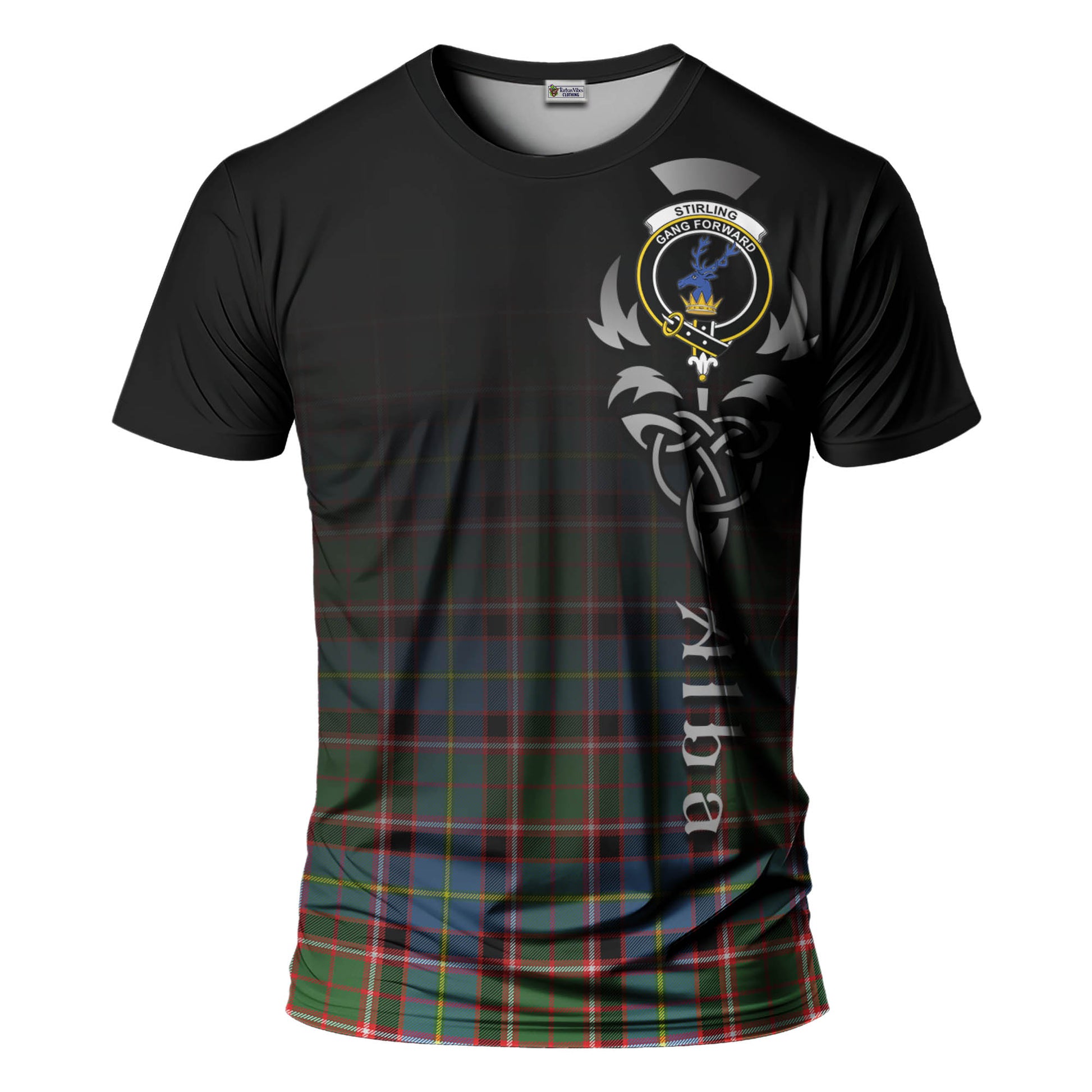 Tartan Vibes Clothing Stirling Bannockburn Tartan T-Shirt Featuring Alba Gu Brath Family Crest Celtic Inspired