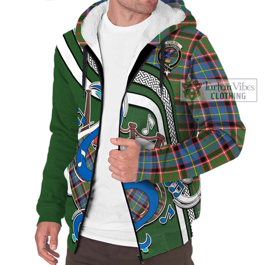 Stirling Bannockburn Tartan Sherpa Hoodie with Epic Bagpipe Style Unisex - Tartanvibesclothing Shop