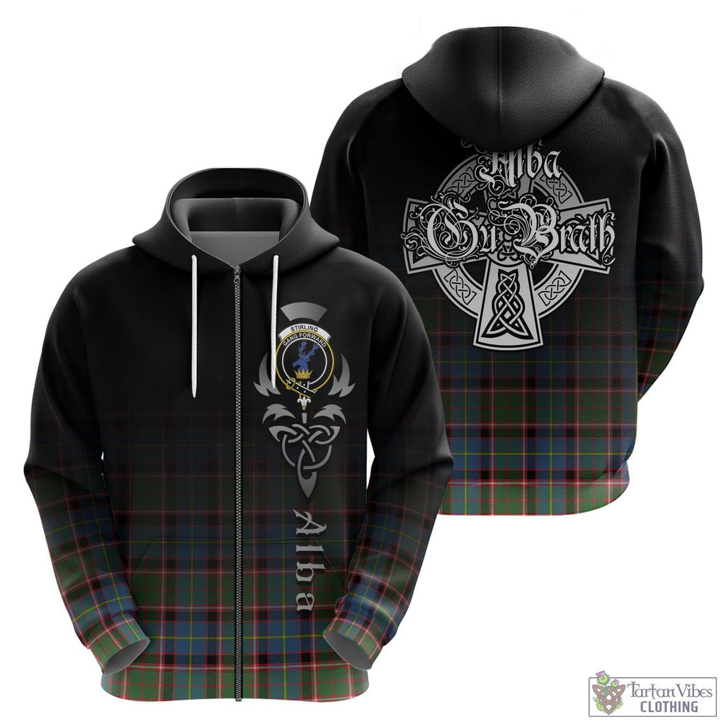 Tartan Vibes Clothing Stirling Bannockburn Tartan Hoodie Featuring Alba Gu Brath Family Crest Celtic Inspired