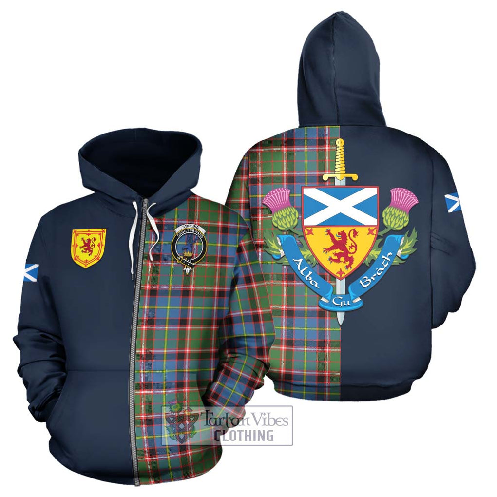 Tartan Vibes Clothing Stirling Bannockburn Tartan Hoodie with Scottish Lion Royal Arm Half Style