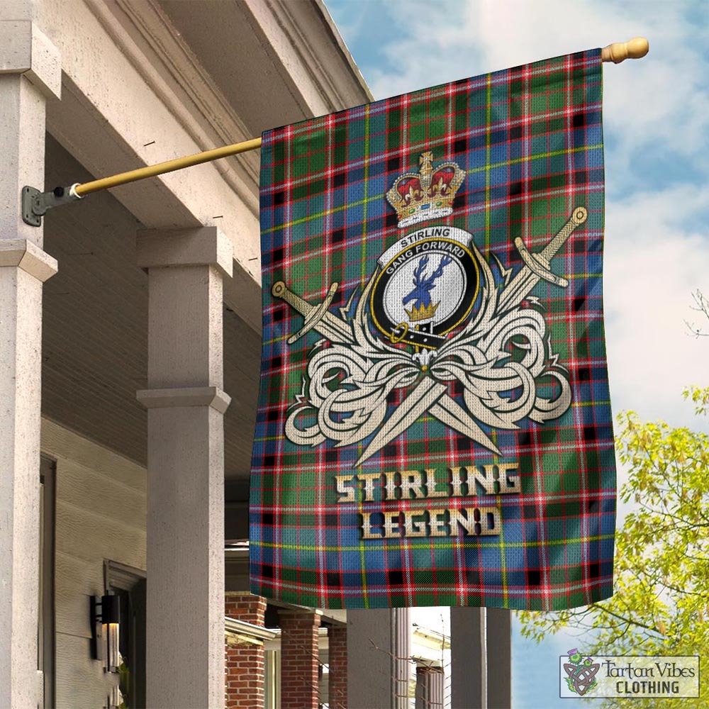 Tartan Vibes Clothing Stirling Bannockburn Tartan Flag with Clan Crest and the Golden Sword of Courageous Legacy