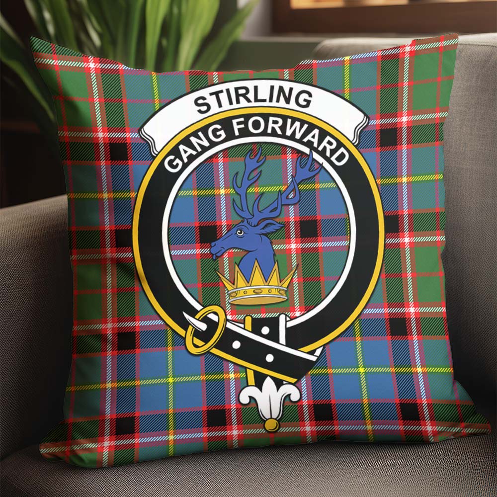 Stirling Bannockburn Tartan Pillow Cover with Family Crest - Tartanvibesclothing