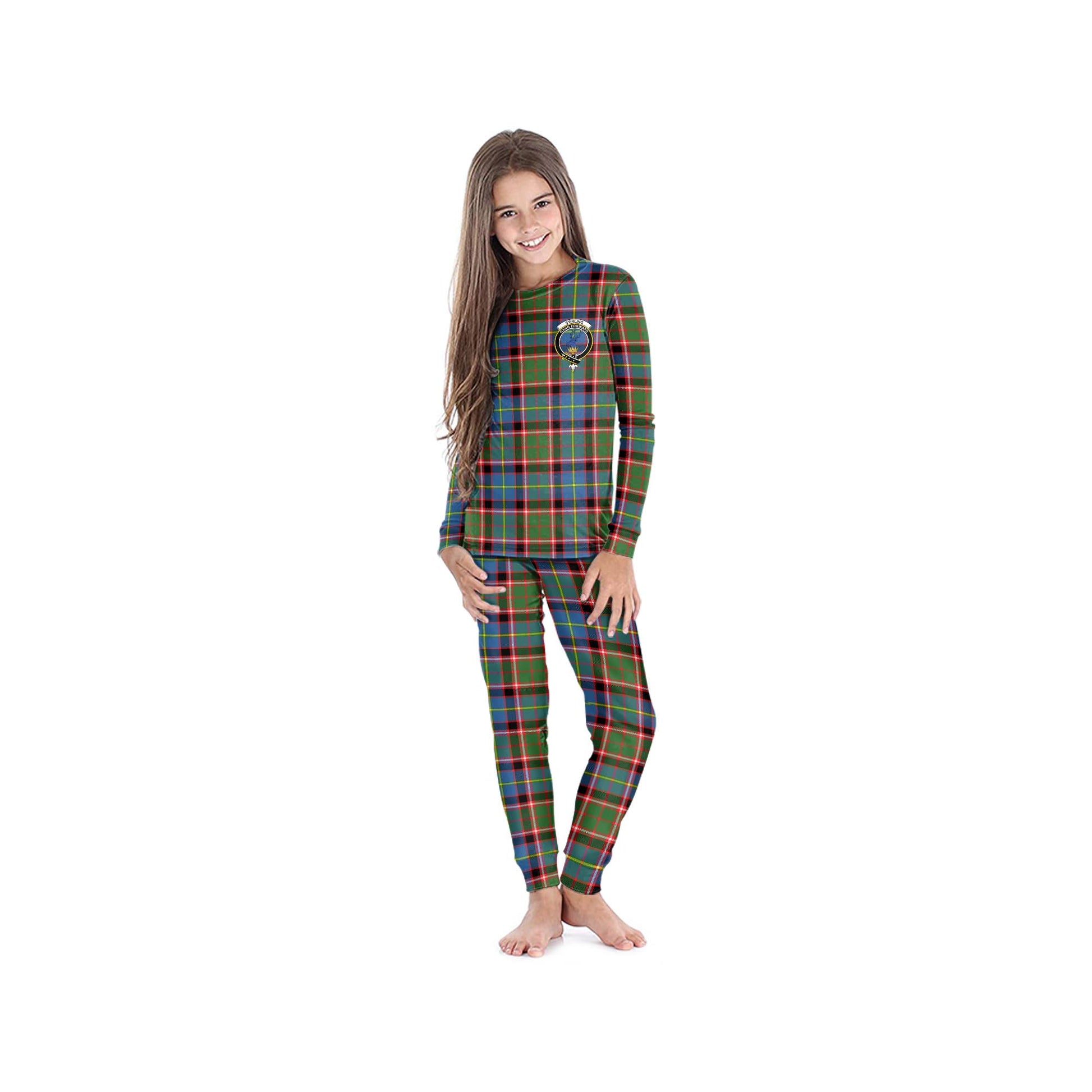 Stirling Bannockburn Tartan Pajamas Family Set with Family Crest - Tartanvibesclothing