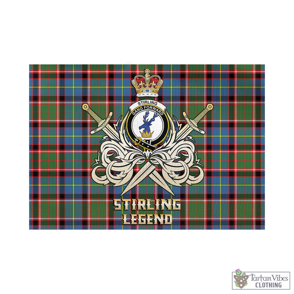 Tartan Vibes Clothing Stirling Bannockburn Tartan Flag with Clan Crest and the Golden Sword of Courageous Legacy