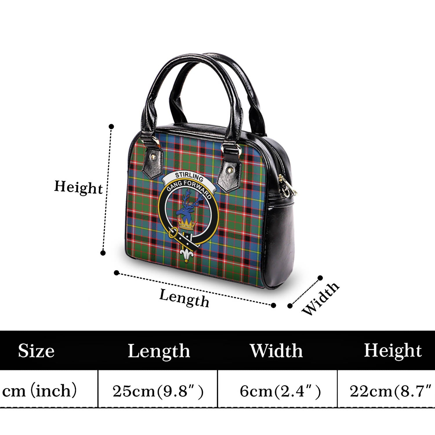 Stirling Bannockburn Tartan Shoulder Handbags with Family Crest - Tartanvibesclothing