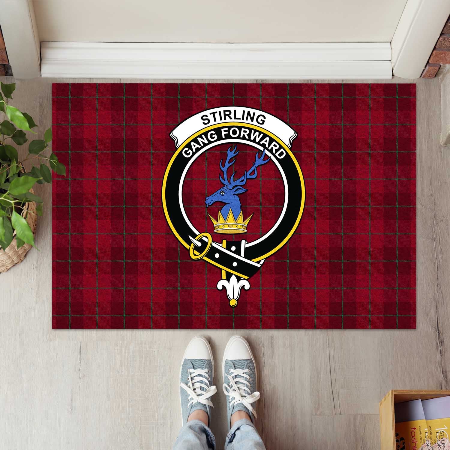 Stirling of Keir Tartan Door Mat with Family Crest - Tartanvibesclothing Shop