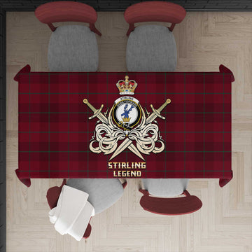 Stirling of Keir Tartan Tablecloth with Clan Crest and the Golden Sword of Courageous Legacy